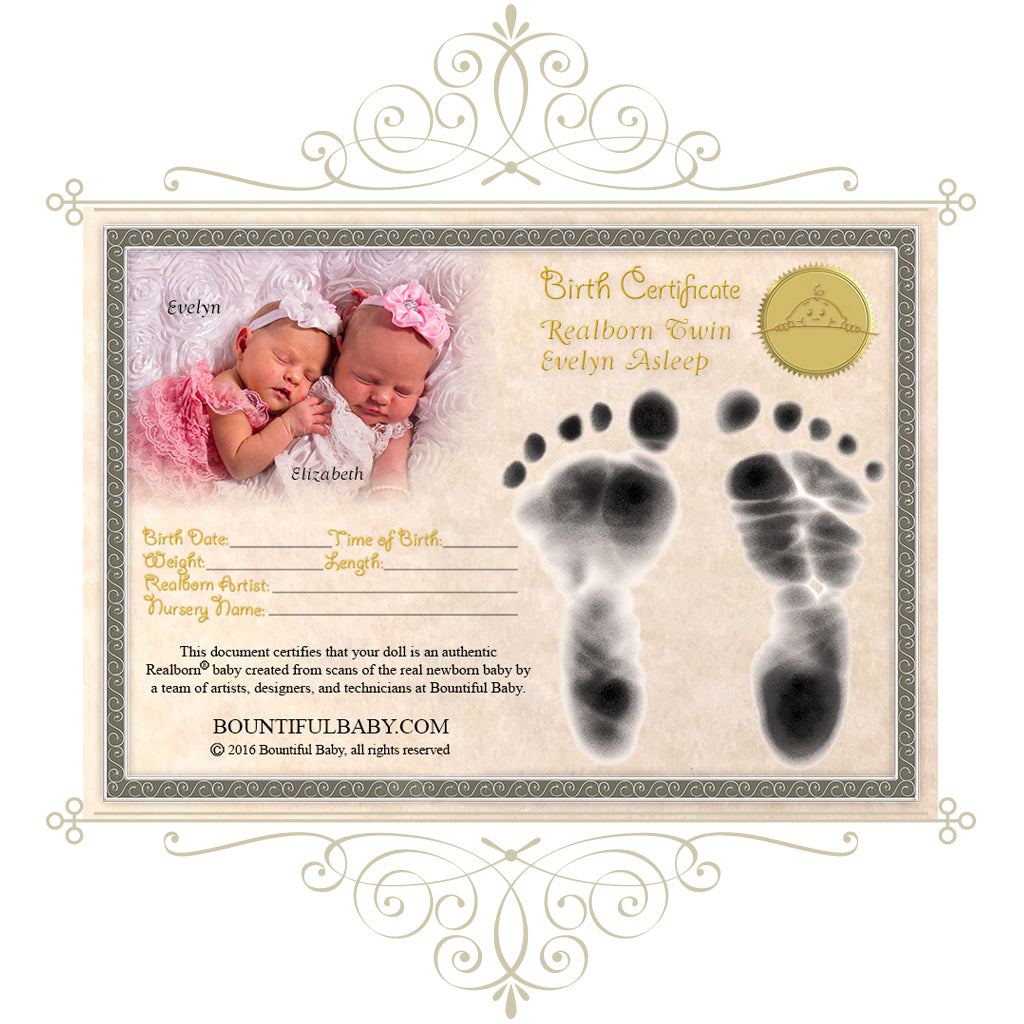 Realborn® Evelyn Sleeping TWIN (19" Reborn Doll Kit)